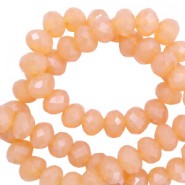 Faceted glass beads 6x4mm disc Apricot rose-pearl shine coating